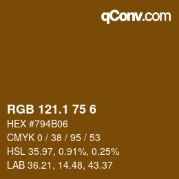 カラーコード: RGB 121.1 75 6 | qconv.com