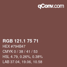 カラーコード: RGB 121.1 75 71 | qconv.com
