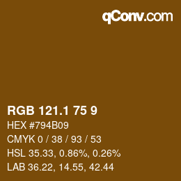 カラーコード: RGB 121.1 75 9 | qconv.com