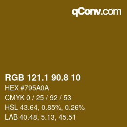 Color code: RGB 121.1 90.8 10 | qconv.com