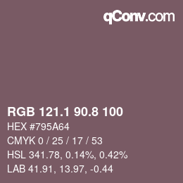 Farbcode: RGB 121.1 90.8 100 | qconv.com