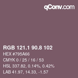 Color code: RGB 121.1 90.8 102 | qconv.com