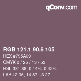 Color code: RGB 121.1 90.8 105 | qconv.com