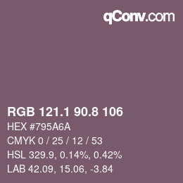 Color code: RGB 121.1 90.8 106 | qconv.com