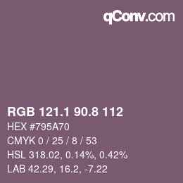 Farbcode: RGB 121.1 90.8 112 | qconv.com