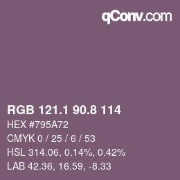 Color code: RGB 121.1 90.8 114 | qconv.com