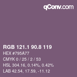 Color code: RGB 121.1 90.8 119 | qconv.com