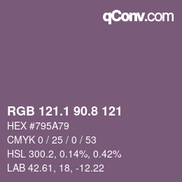 Color code: RGB 121.1 90.8 121 | qconv.com