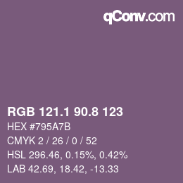Color code: RGB 121.1 90.8 123 | qconv.com