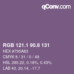 Color code: RGB 121.1 90.8 131 | qconv.com