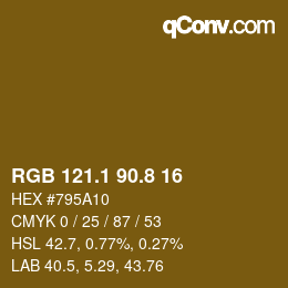 Color code: RGB 121.1 90.8 16 | qconv.com