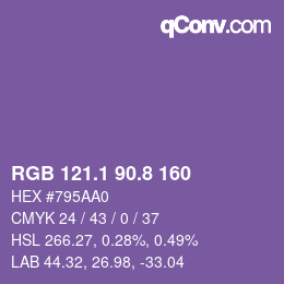 カラーコード: RGB 121.1 90.8 160 | qconv.com