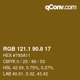 カラーコード: RGB 121.1 90.8 17 | qconv.com