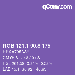 カラーコード: RGB 121.1 90.8 175 | qconv.com
