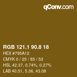Color code: RGB 121.1 90.8 18 | qconv.com