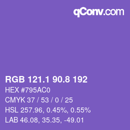 カラーコード: RGB 121.1 90.8 192 | qconv.com