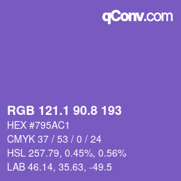 カラーコード: RGB 121.1 90.8 193 | qconv.com