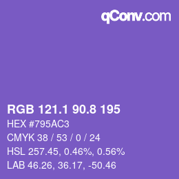 カラーコード: RGB 121.1 90.8 195 | qconv.com