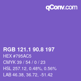 カラーコード: RGB 121.1 90.8 197 | qconv.com