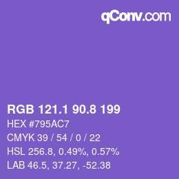 カラーコード: RGB 121.1 90.8 199 | qconv.com