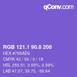 カラーコード: RGB 121.1 90.8 208 | qconv.com