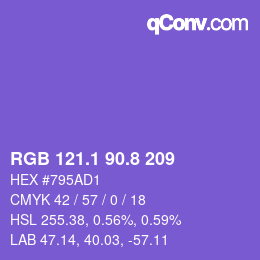 カラーコード: RGB 121.1 90.8 209 | qconv.com