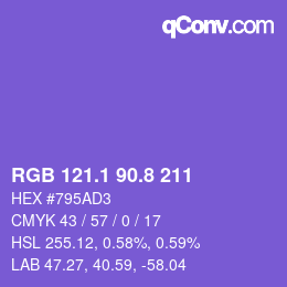カラーコード: RGB 121.1 90.8 211 | qconv.com