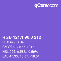 カラーコード: RGB 121.1 90.8 212 | qconv.com