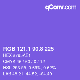 カラーコード: RGB 121.1 90.8 225 | qconv.com