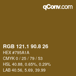 Color code: RGB 121.1 90.8 26 | qconv.com