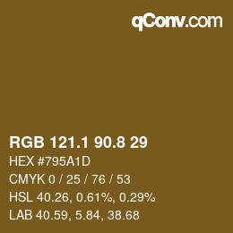 Código de color: RGB 121.1 90.8 29 | qconv.com
