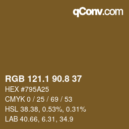 Color code: RGB 121.1 90.8 37 | qconv.com