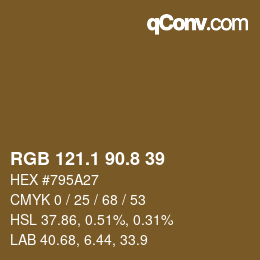 Farbcode: RGB 121.1 90.8 39 | qconv.com