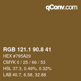 Farbcode: RGB 121.1 90.8 41 | qconv.com