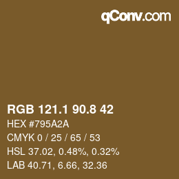 Color code: RGB 121.1 90.8 42 | qconv.com
