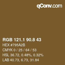 Color code: RGB 121.1 90.8 43 | qconv.com