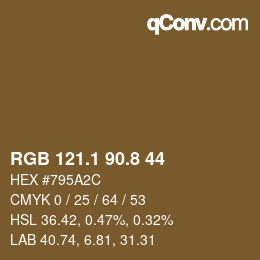 Farbcode: RGB 121.1 90.8 44 | qconv.com