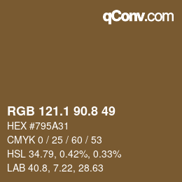 Color code: RGB 121.1 90.8 49 | qconv.com