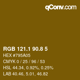 カラーコード: RGB 121.1 90.8 5 | qconv.com