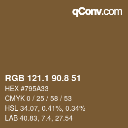 Farbcode: RGB 121.1 90.8 51 | qconv.com