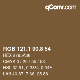 Color code: RGB 121.1 90.8 54 | qconv.com