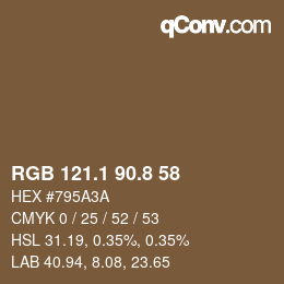 Color code: RGB 121.1 90.8 58 | qconv.com