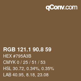 Color code: RGB 121.1 90.8 59 | qconv.com