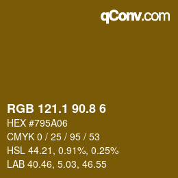 カラーコード: RGB 121.1 90.8 6 | qconv.com