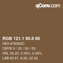 Farbcode: RGB 121.1 90.8 60 | qconv.com
