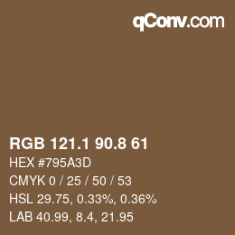 Color code: RGB 121.1 90.8 61 | qconv.com