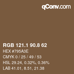 Color code: RGB 121.1 90.8 62 | qconv.com