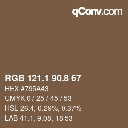 Farbcode: RGB 121.1 90.8 67 | qconv.com