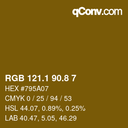 カラーコード: RGB 121.1 90.8 7 | qconv.com