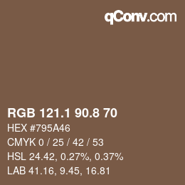 Color code: RGB 121.1 90.8 70 | qconv.com